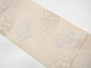 遠山に草花模様織出し袋帯